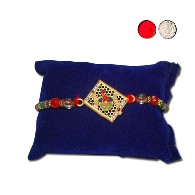"AMERICAN DIAMOND (AD) RAKHI -AD 4040 A- CODE-005 (Single Rakhi) - Click here to View more details about this Product